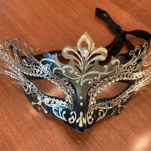 Venetian mask black and gold with rhinestone